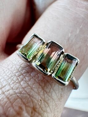 Custom made genuine tourmaline  solid sterling ring &899